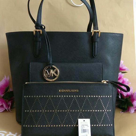 Michael Kors tote shoulder bag purse w/ wristlet - Picture 1 of 8